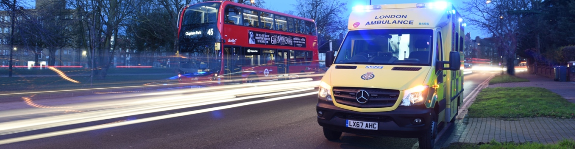 An ambulance parked at an emergency call