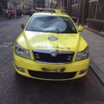 The ambulance car damaged in World Cup celebrations