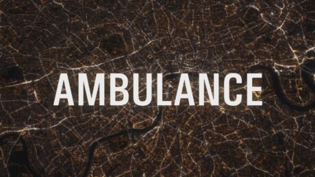 Ambulance documentary opening titles show the word Ambulance over a night aerial shot of central london