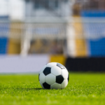 A football on a football field