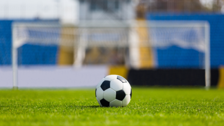 A football on a football field