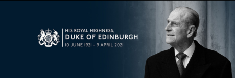 A tribute image to HRH The Duke of Edinburgh featuring a photograph of His Royal Highness