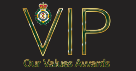 Logo for the awards with the Letters VIP in large font with the Service logo above the V and the words Our Value Awards beneath