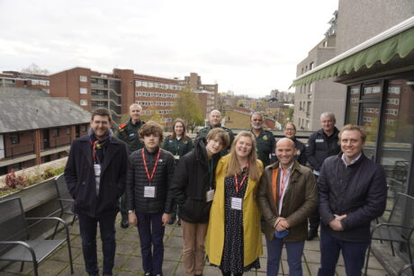 Kate photographed alongside the LAS medics, her family and the colleagues who helped save her life