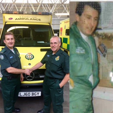 Steve photographed now next to an image from when he joined the Service