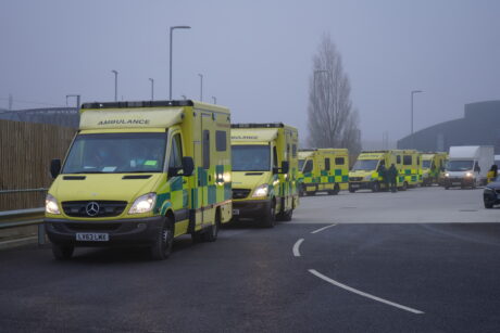 Convoy of 10 ambulances departs 