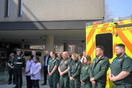 Staff participate in a minute's silence for Day of Reflection