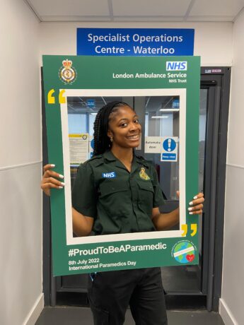 Abinay student paramedic using the proud to be a paramedic selfie frame