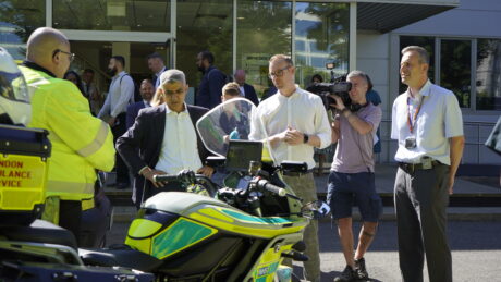 The Mayor at the opening of Brentside Education with Daniel Elekeles and the new electric motorbike
