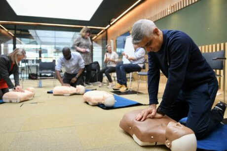 The Mayor of London undertaking CPR training