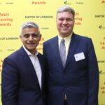 Apprenticeships Manager Darren Avery meets Sadiq Khan at the Mayor of London Adult Learning Awards.
