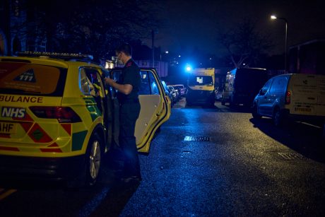 Advanced paramedic Peter Kingsley attending a critical incident during a night shift