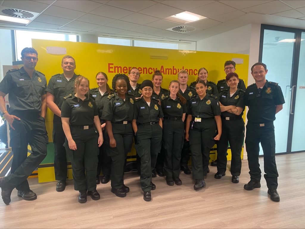 A group picture of Newly Qualified Paramedics posing for a photo after completing their training at our Dockside Education Centre