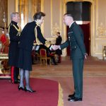 Nigel Flanagan receives the King's Ambulance Medal from Anne, Princess Royal.