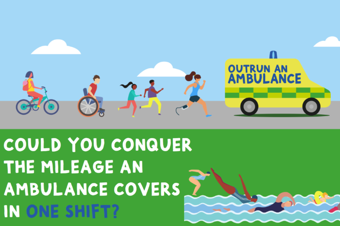 Graphic reads: Could you conquer the mileage an ambulance covers in one shift?