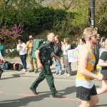 Emergency Responder Chris running the London Landmarks Half Marathon in his full London Ambulance Service uniform and 13kg response bag.