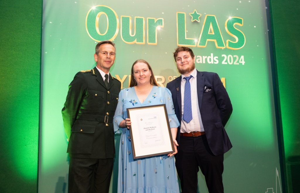 Liz and Alex receive a Chief Executive Commendation at the LAS Awards in 2024