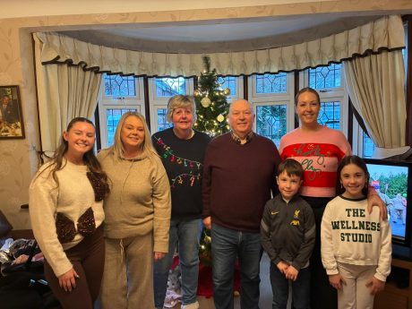 Ken Neville with wife Linda and his family celebrating Christmas at home
