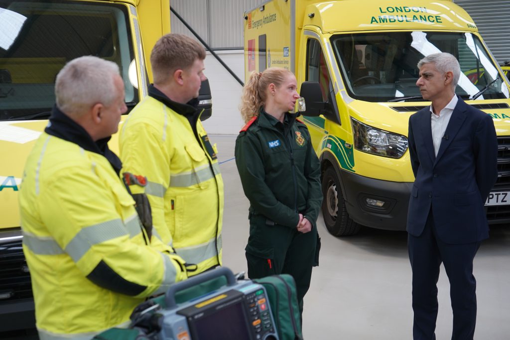London Ambulance staff meeting Sadiq Khan at a Vision Zero launch event