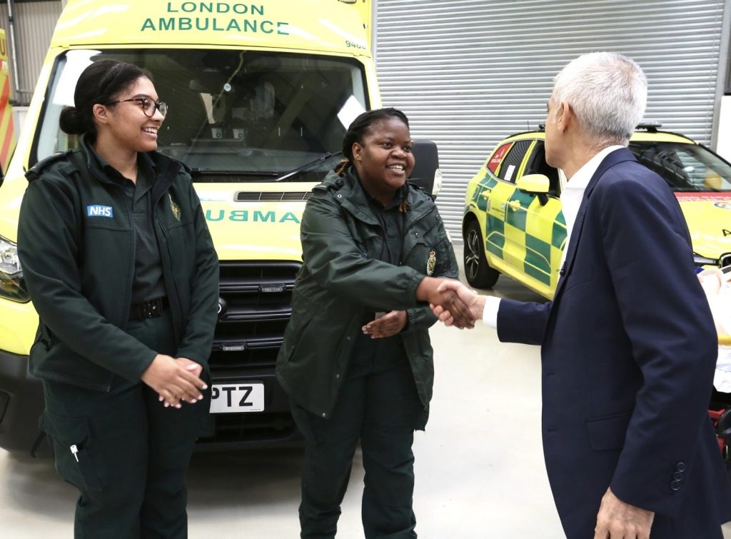 Sadiq Khan meeting London Ambulance staff